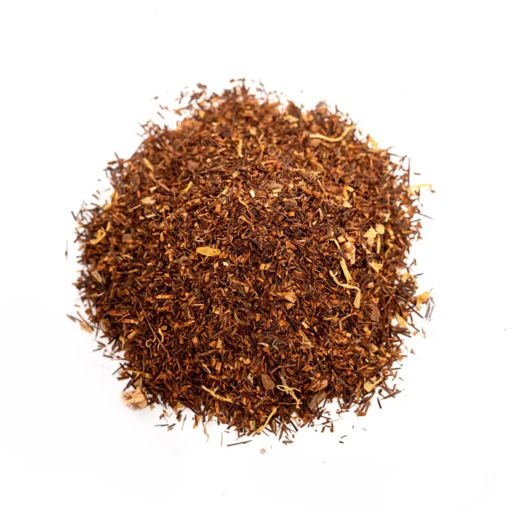Rooibos Jabłko i Cynamon – Ostra i owocowa czerwona herbata bezkofeinowa. 100 g