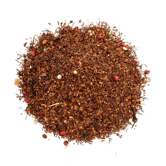Pikantna Rooibos – bezkofeinowa, pikantna czerwona herbata do gorącej przyjemności. 100 g